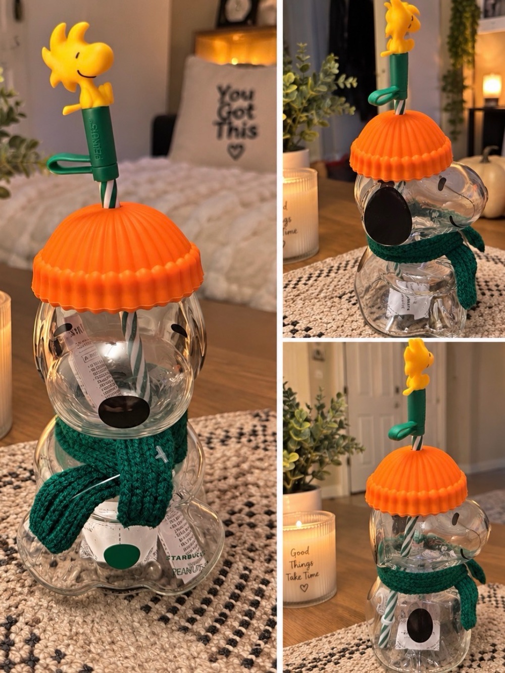 Starbucks snoopy glass cup
